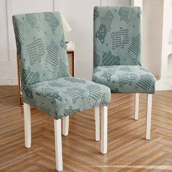 Чехол для стульев, толстый жаккардовый чехол для стула в столовой, чехол с рисунком медведя 3D для стула, для кухни, свадьбы, домашнего декора 1 piece