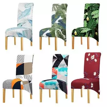 Чехол для стула большого размера с принтом, чехлы на длинные спинки, чехлы для стульев для обеденного стола, для дома, ресторана, отеля, вечеринки, свадьбы, банкета 1 Piece