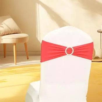 Чехол для стула для свадебной вечеринки, однотонный, эластичный, с бантом, съемный, декоративные аксессуары розовый