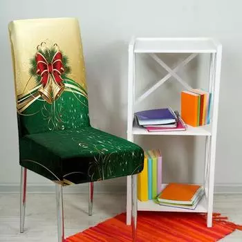 Чехол для стула Yousheng Christmas, пылезащитный, с рисунком Санта-Клауса и снеговика, эластичная ткань, противоскользящее, для украшения стула на Новый год, защитные чехлы D