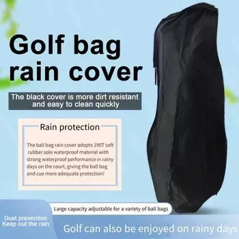 Чехол для сумки для гольфа, водонепроницаемый, прочный, эластичный, легкий, сумка для гольфа, пылезащитный чехол для сумки для гольфа, дождевик, защитный чехол для гольфа, аксессуары для гольфа чёрный