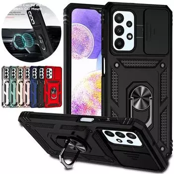 Чехол для Sumsung A23 4G, магнитный держатель, кольцо-слайдер, защитный чехол для камеры, чехол для телефона Samsung Galaxy A23 A 23 23A SM-A235F, задняя крышка For Galaxy A23 5G чёрный