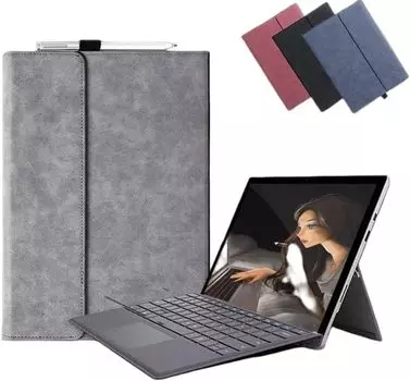 Чехол для Surface Pro 9 с держателем стилуса, ударопрочный, тонкий, держатель для сенсорного пера, в комплекте, функция подставки, винтажный узор Surface Pro 9 Pro 10 Pro 11 тёмно-синий