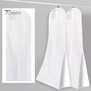 Чехол для свадебного платья с прозрачным окошком, застежка-молния, влагонепроницаемый чехол для платья, пылезащитный чехол для хранения белый