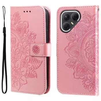 Чехол для TECNO Pova 7 5G с цветочным узором, из искусственной кожи, кошелек-подставка, чехол для телефона Pink