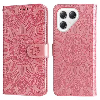 Чехол для TECNO Pova 7 Ultra 5G Кожаный чехол-кошелек с тиснением подсолнуха Pink