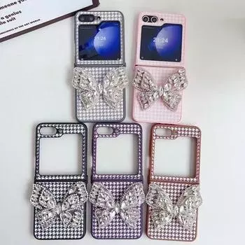 Чехол для телефона 2 в 1 Thousand Bird Grid Water Diamond Bow zflip3