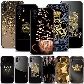 Чехол для телефона Ace Of Diamonds In Gold Art для iPhone 13 12 11 Pro Max XS Max XR X 7 8 Plus 12 Mini 6S 5S SE 2020, силиконовый чехол iPhone 7 Plus