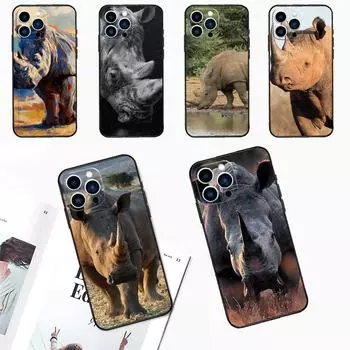 Чехол для телефона Animal Rhino для iPhone 11 12 13 14 15 Pro Max Plus 12 13 Mini 7 8 SE X XR XS MAX Cover Shell iPhone 12 mini
