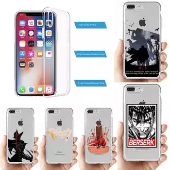 Чехол для телефона «Аниме Берсерк» для iPhone 11 12 13 mini pro XS MAX 8 7 6 6S Plus X 5S SE 2020 XR прозрачный чехол 6plus or 6s plus