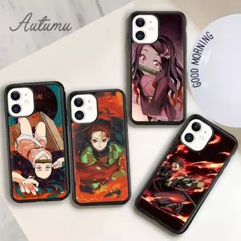 Чехол для телефона Anime Demon Slayer Kimetsu No Yaiba для iPhone 11 12 13 14 Pro Max mini XR XS SE 2020 7 8 Plus Samsung S21 S22 Shell iPhone 6plus