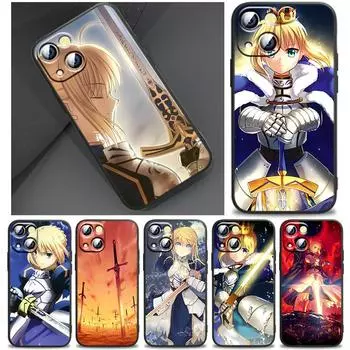Чехол для телефона Anime fate stay night saber для Apple iPhone 14 13 12 11 SE XS XR X 7 8 6 mini Plus Pro MAX 2020, черный iPhone 5 5S SE