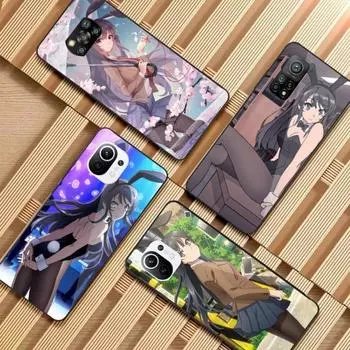 Чехол для телефона Anime Mai Sakurajima Girl для Xiaomi 12 11T 10 9 Redmi Note 11 10 10S Pro Redmi 9 9A 8, черный, из поликарбоната, стеклянный чехол для телефона Xiaomi 12-12X