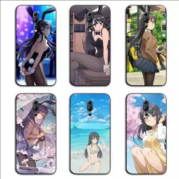 Чехол для телефона Anime Mai Sakurajima Girl для OPPO Find X5 X3 X2 A93 Reno 8 7 Pro A74 A72 A53, мягкий черный чехол для телефона OPPO Find X5