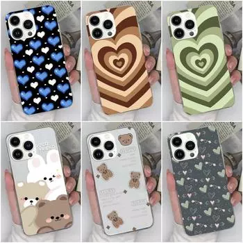 Чехол для телефона Apple iPhone 11 12 13 14 15 Pro Max 6 7 8 Plus X XS XR SE, модный прозрачный матовый противоударный чехол Love Hear Bear для iPhone, бампер iPhone 11