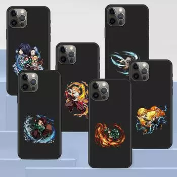 Чехол для телефона Apple Iphone 14 11 13 Pro Max 12 Mini Xr 7 8 +Se 2020 Xs 6 6s Plus 5 5S Demon Slayer аниме силиконовый черный чехол iPhone XS Max