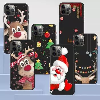 Чехол для телефона Apple Iphone 14 11 13 Pro Max 12 Mini Xr 7 8 +Se 2020 Xs 6 6s Plus 5 5S Рождественские новогодние подарки Лось Снежный чехол iPhone 6Plus(6sPlus)