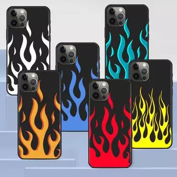 Чехол для телефона Apple Iphone 14 11 13 Pro Max 12 Mini Xr 7 8 + Se 2020 Xs 6 6s Plus 5 5s крутой силиконовый чехол зеленого, красного пламени и огня iPhone XS Max