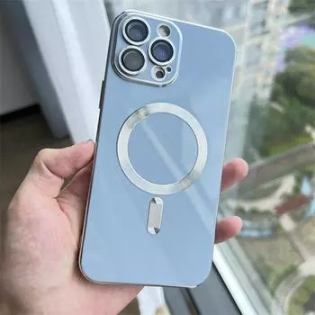 Чехол для телефона Apple iPhone 14-11 с линзами CD Pattern, ТПУ, гальваническое покрытие, однотонный.