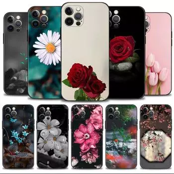 Чехол для телефона Apple Iphone 14 13 12 11 Pro Max 13 12 Mini Xs Max Xr X 7 8 6 6s Plus, чехол в виде ракушки, роза, тюльпан, зеленые побеги, цветы For iPhone 6 6S Plus