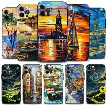 Чехол для телефона Apple Iphone 14 13 12 11 Pro Max 13 12 Mini Xs Max Xr X 7 8 6 6s Plus Чехол Картина маслом Искусство Вода Город Венеция For iPhone 6 6S Plus