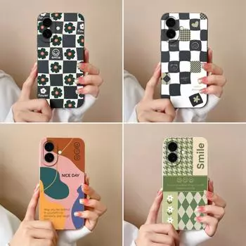 Чехол для телефона Apple iPhone 16 Pro Plus 16promax с цветным клетчатым узором, простой стиль, мягкий жидкий силиконовый противоскользящий ударопрочный чехол для iPhone iPhone 16