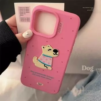 Чехол для телефона Apple с 3D-вышивкой «Щенки» для iPhone 16/15/14/13/12 16promax