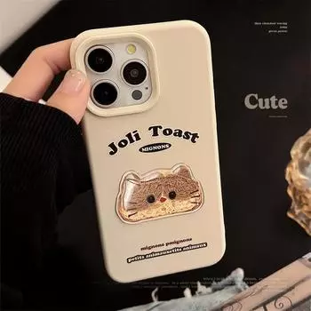 Чехол для телефона Apple с изображением головы кота и хлеба для iPhone 16/15/14/13/12 16promax