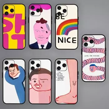 Чехол для телефона Art David Shrigley для Samsung S20 S21 S22 S23 S24 Note 20 4G 5G Plus Ultra Black Soft Shell SamsungS21FE