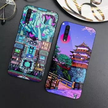 Чехол для телефона Art Pixel Aesthetic для Samung A32 A51 A52 NOTE 10 20 S10 S20 S21 S22 Pro Ultra Black PC Glass Phone Cover Samsung S22