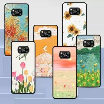 Чехол для телефона Art Retro Oil Painting Flowers для Xiaomi Poco X3 NFC M3 X4 Pocophone F1 M4 Pro F3 GT, мягкий силиконовый черный чехол Pocophone F1