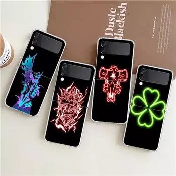 Чехол для телефона Asta Black Clover Neon Clear для Samsung Galaxy Z Flip 4, тонкий, прочный, из поликарбоната, для Galaxy Z Flip 3 5G Galaxy Z Flip