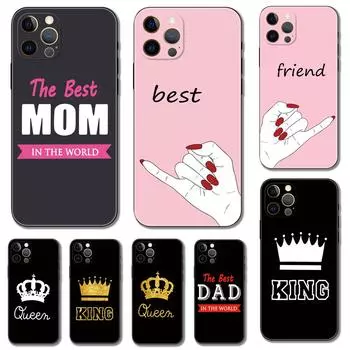 Чехол для телефона Best MOM PAD king queen для iphone 14 5s 2020se 6 6s 7 8 plus x 10 XR XS 11 12 13 mini pro MAX, черная задняя крышка из ТПУ iPhone 14