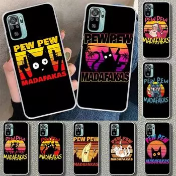 Чехол для телефона Black Cat Pew Pew Madafakas для Xiaomi 12 11T 10 9 Redmi Note 11 10 10S Pro Redmi 9 9A 8, прозрачный чехол для телефона Xiaomi 12-12X
