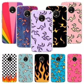 Чехол для телефона Blue Red Flame Fire для Motorola Moto G9 G8 G7 G6 G5 E6 E5 E4 Plus Play Power One Action Macro Coque Capa Motorola E4