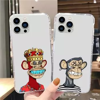Чехол для телефона Bored Ape Yacht Club с изображением обезьяны для iPhone 15 12 Mini 13 14 Pro XS Max X 11pro Max SE XR, прозрачный чехол iPhone15plus