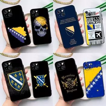Чехол для телефона Bosnia Flag для iPhone 15 14 Pro Max 11 13 12 Mini X XR XS Max SE 2020 7 8 Plus Cover Capa iPhone 13