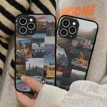 Чехол для телефона Camping Nature Mountain, жесткий кожаный чехол для iPhone 11, 12, 13 Mini Pro Max 8, 7 Plus SE 2020 X XR XS, чехол iphone 7