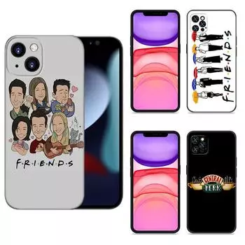 Чехол для телефона Cartoon Funny Friends TV Show для Apple iPhone 12 13 Mini 11 14 15 Pro Max 7 8 Plus X XR XS SE 2020 2022, черный чехол iPhone 14 Pro