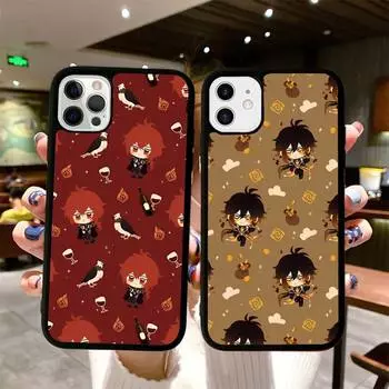 Чехол для телефона Cartoon Genshin Impact, силиконовый чехол из ПК+ТПУ для iPhone 11 12 13 Pro Max 8 7 6 Plus X SE XR, жесткие чехлы iphone 14