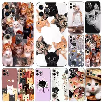 Чехол для телефона Cat Cute Kitten Catling для iPhone 5 5S 2020se 6 6s 7 8 plus x 10 XR XS 11 12 13 mini pro MAX, черная задняя крышка из ТПУ iphone 5 5S SE 2016