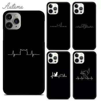 Чехол для телефона Cat Heartbeat для iPhone 11, 12, 13, 14 Pro Max mini X XR XS SE 2020 5 6S 7 8 Plus Samsung Galaxy S21 S22 iPhone 6plus