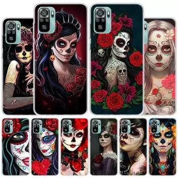 Чехол для телефона Catrina Beautiful Rose Girl Skull для Xiaomi Redmi Note 10 Pro Max 10S 9 9S 9T 8 8T 11T 11S 11 5G 11E 7 6 5 4X Redmi Note 10S