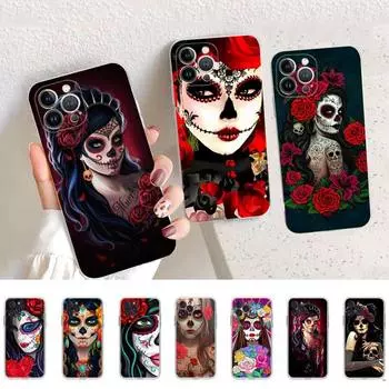 Чехол для телефона Catrina Beautiful Rose Girl с черепом для iPhone 14 13 12 11 Pro Max XS X XR SE 2020 6 7 8 Plus Mini Transparent Shell 11 pro max