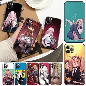 Чехол для телефона ChainSaw Man Girl Anime для iPhone14 13 12 11 Pro Max 8 7 SE XR XS Plus, черный мягкий силиконовый чехол Fundas Coques Shell iPhone 14 PM