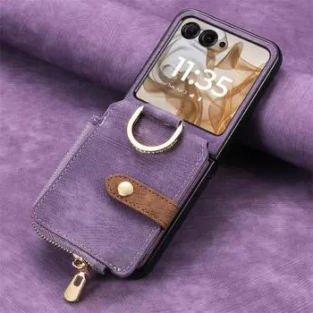 Чехол для телефона, чехол для телефона, держатель для карт, кошелек для Motorola Razr 50 Ultra Mooto Razr40, чехол из искусственной кожи, противоударный Moto Razr 50 Ultra розовый