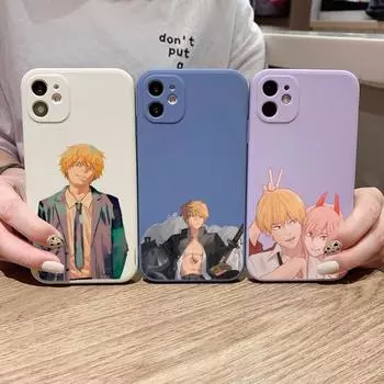 Чехол для телефона «Человек бензопилы» в Японии для IPhone 14 11 12 13 Pro Max X XR XSMax 6 6S 7 8 Plus SE 2022, мягкий квадратный цветной чехол для телефона iPhone 14