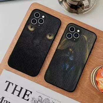 Чехол для телефона «Черный кошачий взгляд» Жесткий кожаный чехол для iPhone 11 12 13 Mini Pro Max 8 7 Plus SE 2020 X XR XS Coque iphone 7