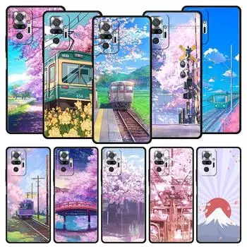 Чехол для телефона Cherry Blossoms Traint Moun Fuji для Xiaomi Redmi Note 12 5G 10C 10 11 9 8 Pro Plus 9S 7 8T 9T 9A 8A 9C K50 K40 Redmi Note 8T