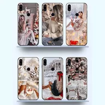 Чехол для телефона Christmas Girl Winter Coffee New Year для Xiaomi Redmi Note 7 8 9 11 its 10 A poco f3 x3 E pro lite Funda Shell redmi note 8